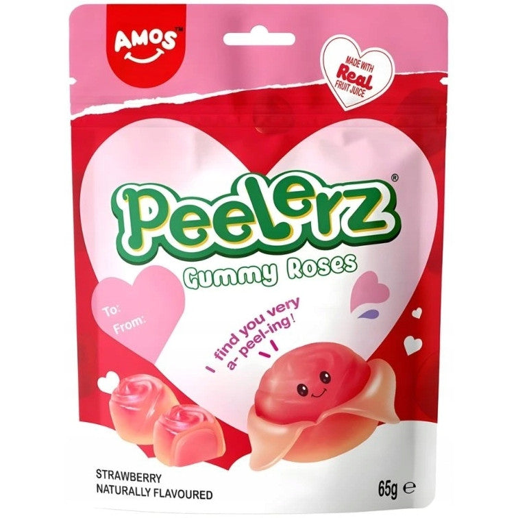 Amos Peelerz Gummibärchen in Erdbeerrosenform, 65 g