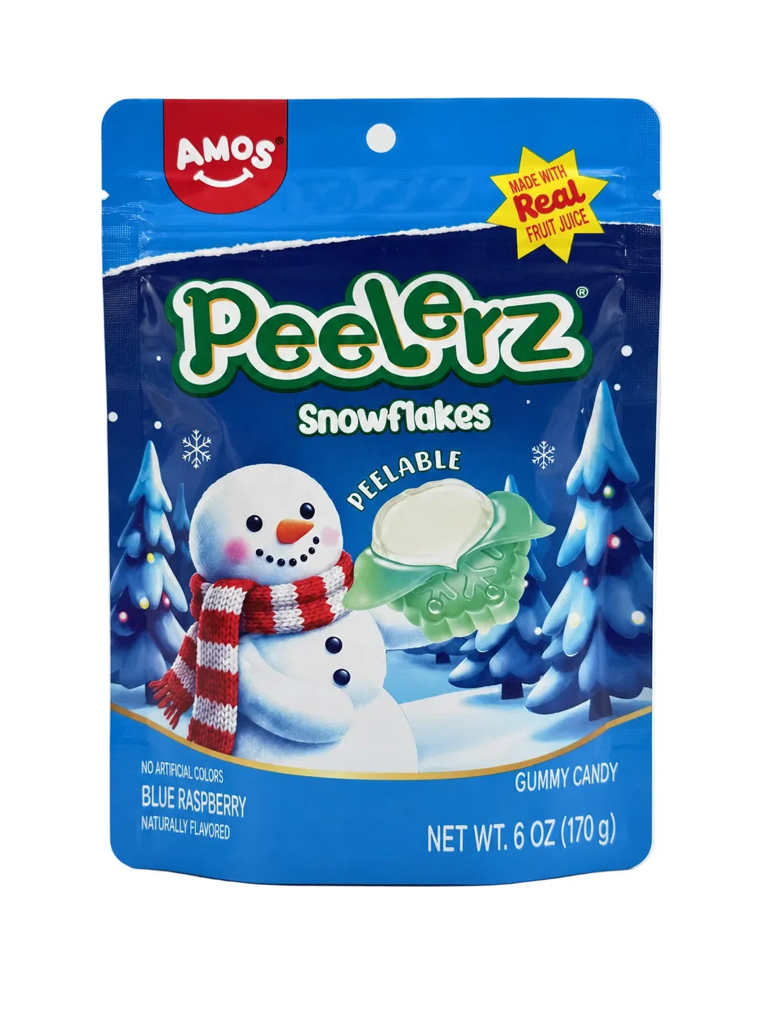 Amos Peelerz Gummibonbon-Schneeflocken, blaue Himbeere, 65 g