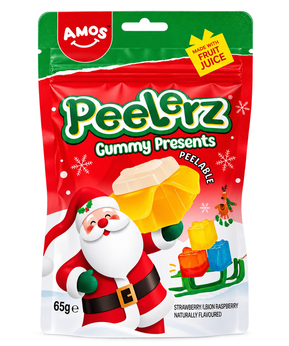Amos Peelerz Gummy Candy Christmas Presents - Strawberry Lemon, 65g