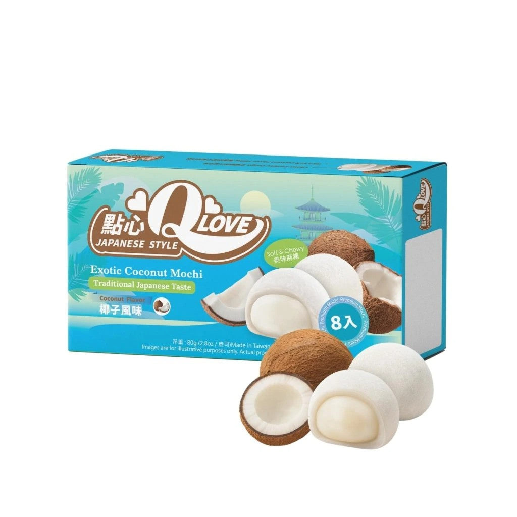 QLove Mini-Mochi mit exotischer Kokosnuss-Premiumfüllung 80g